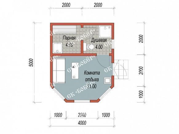 Сруб бани из бруса 4х5. фото